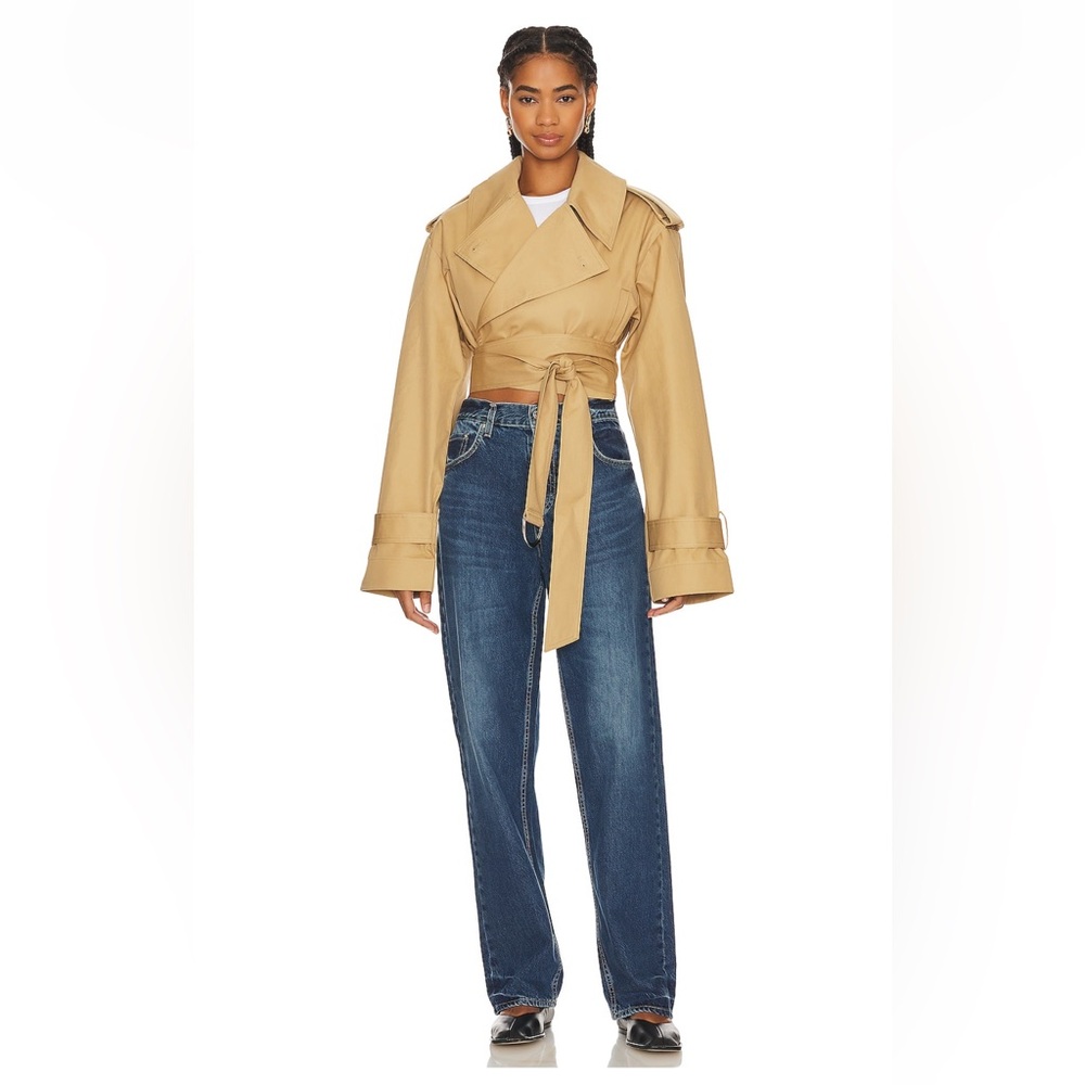 NWT GRLFRND The Convertible Trench Coat in British Tan in S/M - Picture 3 of 6